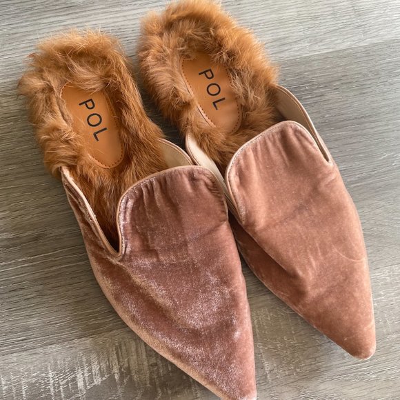 NEW POL Faux Fur Lined Mules - Picture 1 of 6